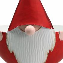 Artículo Cuenco decorativo gnomo rojo, metal blanco Ø14cm H16cm Cuenco Santa Claus