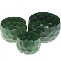 Artículo Cuenco decorativo maceta vintage de metal verde Ø25 / 20,5 / 16,5cm juego de 3