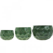 Artículo Cuenco decorativo maceta vintage de metal verde Ø25 / 20,5 / 16,5cm juego de 3