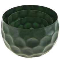 Artículo Cuenco decorativo maceta vintage de metal verde Ø25 / 20,5 / 16,5cm juego de 3