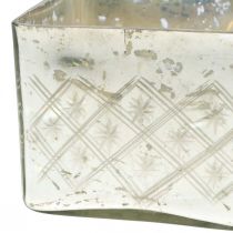 Tarro de cristal con tapa shabby glass decoración champán 14×14×14,5cm