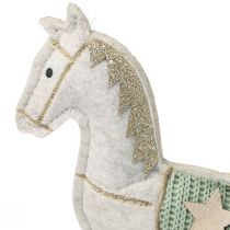 Artículo Caballito decoración Navidad crema 20x4,5x22cm 2uds