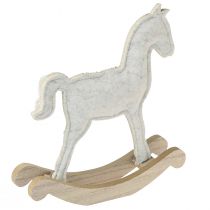 Artículo Caballito decoración Navidad crema 20x4,5x22cm 2uds