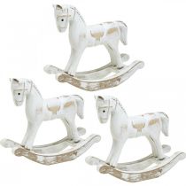 Caballito balancín decorativo navidad blanco 13x4,5x11,5cm 3uds