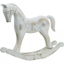 Caballito balancín decorativo Navidad blanco marrón 37x8x32cm