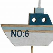 Artículo Tapón decorativo barco madera blanco azul natural 8cm H37cm 24 piezas