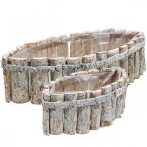 Cuenco para plantas, macetero de madera, jardinera L37.5/28cm H10/9cm juego de 2