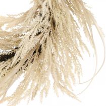 Deco corona hierba de la pampa y caña artificial crema 70cm