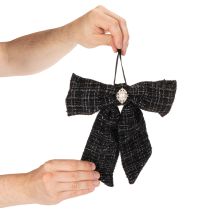 Artículo Lazo de tela con broche y colgador, a cuadros, 24 cm, 2 piezas