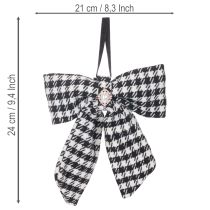Artículo Lazo de tela con broche y colgador, a cuadros, 24 cm, 2 piezas