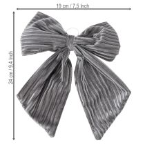 Artículo Lazo decorativo colgante, lazo navideño, terciopelo, acanalado, 24 cm, 2 piezas