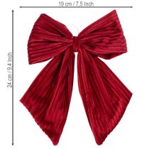 Artículo Lazo de tela de pana de terciopelo rojo para colgar adornos navideños, 24 cm, 2 unidades