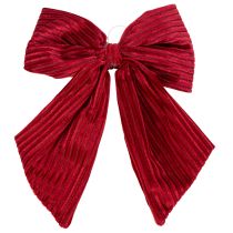 Artículo Lazo de tela de pana de terciopelo rojo para colgar adornos navideños, 24 cm, 2 unidades