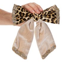 Artículo Lazo decorativo con estampado animal de leopardo, 20 cm, 3 unidades