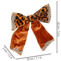 Artículo Lazo decorativo con estampado animal de leopardo, 20 cm, 3 unidades