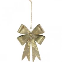 Artículo Lazos de metal, colgante de Navidad, decoración de Adviento dorado, aspecto antiguo Al18cm An12.5cm 2ud