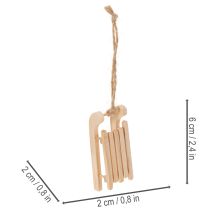 Artículo Trineo decorativo para colgar en el árbol de Navidad, 6 cm, 6 unidades