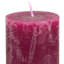 Artículo Juego de velas de pilar, colores rosa y bayas, aspecto rústico, 50x100 mm, 12 piezas - decoración de bodas, decoración de mesas, veladas románticas