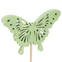 Artículo Mariposas decorativas en palitos para una decoración creativa y de temporada, 8 cm, 16 piezas