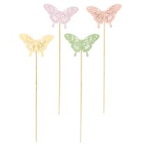 Artículo Mariposas decorativas en palitos para una decoración creativa y de temporada, 8 cm, 16 piezas