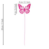 Artículo Mariposas decorativas en tallos como delicados detalles para mesas y jardineras, 8 cm, 18 piezas