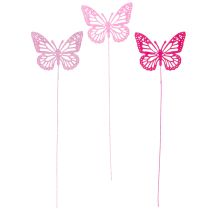 Artículo Mariposas decorativas en tallos como delicados detalles para mesas y jardineras, 8 cm, 18 piezas