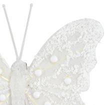 Artículo Decoración mariposa en blanco sobre clip 7,5cmx7cm 4 piezas