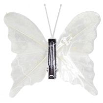 Artículo Decoración mariposa en blanco sobre clip 7,5cmx7cm 4 piezas