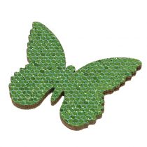 Artículo Decoración para controlar Butterfly Green-Glitter 5/4 / 3cm 24 piezas