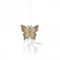 Artículo Mariposa de fieltro para colgar decoración de boda crema 16cm