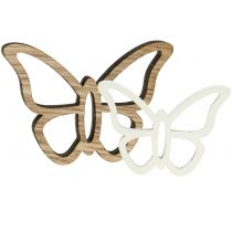 Artículo Mariposa de madera blanca / natural 3cm - 4.5cm 48p