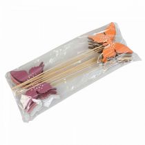 Artículo Tapón de flores de madera mariposa de colores 9cm/29cm 12pcs