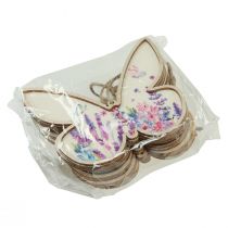 Artículo Percha decorativa de madera con forma de mariposa, lino, 11,5 x 9,5 cm, 6 unidades