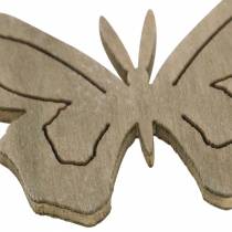 Mariposa Madera Blanco, Crema, Marrón Surtido 4cm 72pcs Decoración Mesa Primavera