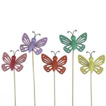 Artículo Decoración primaveral tapones florales decoración madera mariposas 6×8cm 10uds