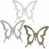 Artículo Mariposa 4cm decoración dispersa madera marrón/gris claro/blanco 72p