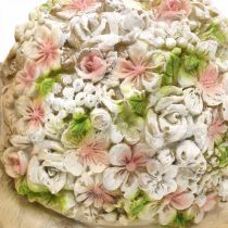 Caracol con decoración de flores, animal de jardín, caracol decorativo, decoración de verano marrón/rosa/verde H13.5cm L19cm