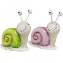 Pareja de caracoles, figuras decorativas para depositar, cerámica, verde/morado 2uds