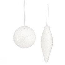 Artículo Decoración de nieve Adornos navideños bolas conos Ø4/8cm 18 piezas