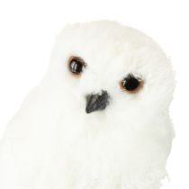 Artículo Búho nival decorativo blanco con pelaje y plumas, 15,5 cm, 2 unidades