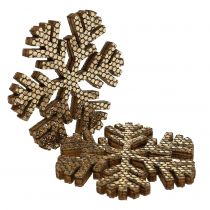 Artículo Decoración navideña copo de nieve dorado Ø4cm 48 piezas