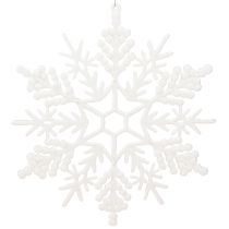 Artículo Adorno de copo de nieve para colgar decoración invernal blanco 30cm 3 piezas