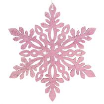 Artículo Copo de nieve madera 8-12cm rosa/blanco 12uds.