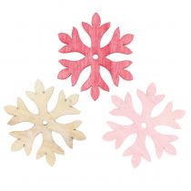 Artículo Copos de nieve para esparcir rosa, rosa, naturaleza Ø4cm 72p