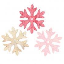 Artículo Copos de nieve para esparcir rosa, rosa, natural Ø4cm 72 piezas