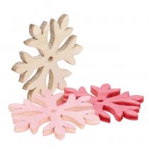 Artículo Copos de nieve para esparcir rosa, rosa, natural Ø4cm 72 piezas