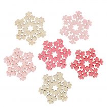 Artículo Mezcla de copos de nieve rosa, rosa, natural Ø2cm 144 piezas