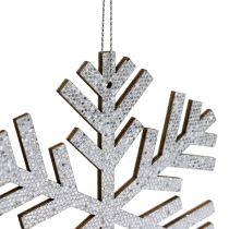 Artículo Copo de nieve plateado para colgar Ø8cm - Ø12cm 9 piezas