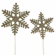 Artículo Tapón decorativo copo de nieve purpurina Ø8/10cm 18 piezas