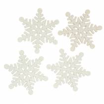 Artículo Scatter decoración copo de nieve brillo blanco 5cm 48p